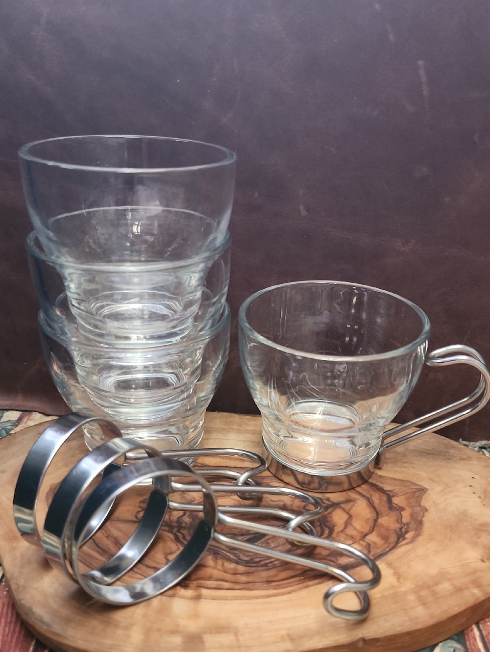 🟡 2 For $25 🟡 Vintage Stackable Espresso Cups Stainless Steel Handles Set Of 4